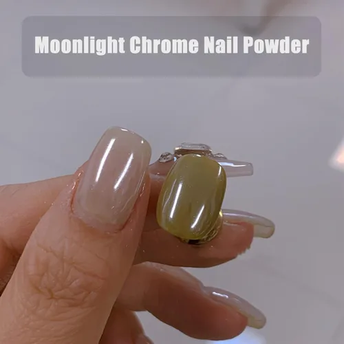 Vista 7 de 2 piezas de polvo de uñas cromo blanco lunar, polvo de brillo de uñas efecto espejo perlado mágico, pigmento cromo perla para decoración de uñas 2