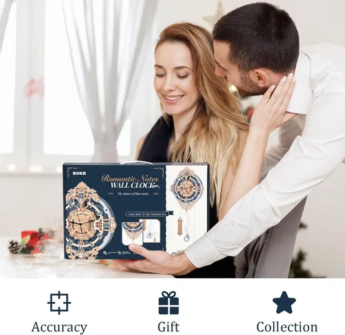 Vista 8 de ROKR Rompecabezas de madera 3D para adultos, reloj de rompecabezas de madera, kits de modelos de construcción mecánica, kits de modelos