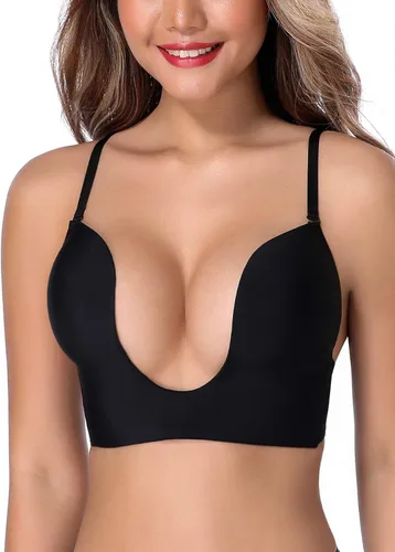 Vista 8 de JOATEAY Sujetador de inmersión profunda Push Up Sujetador sin aros de corte bajo Beige