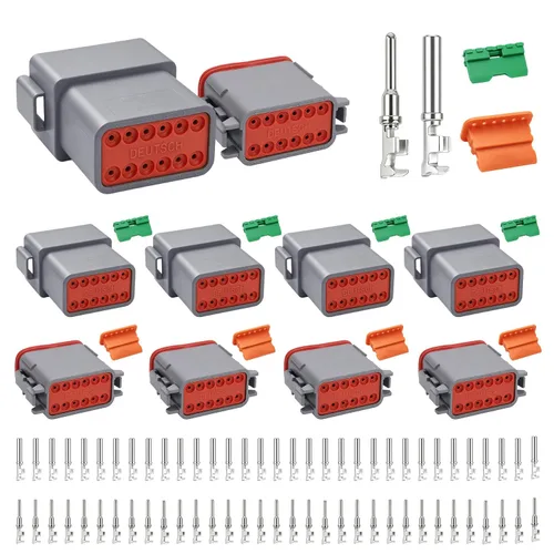 Vista 8 de Kit de conectores a granel DT, conectores de 2P, 3P, 4P, 6P, 8P y 12P, conector de cable impermeable DT de 12 pares, kit de conector de enchufe