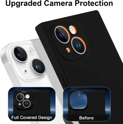 Vista 4 de Funda rectangular compatible con iPhone 15 para mujeres y hombres, TPU suave a prueba de golpes, protección completa de la lente, funciona