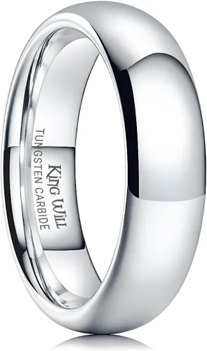 Vista 75 de King Will Alianza de boda de carburo de tungsteno para hombres y mujeres, anillos de promesa para parejas abovedados de alto pulido