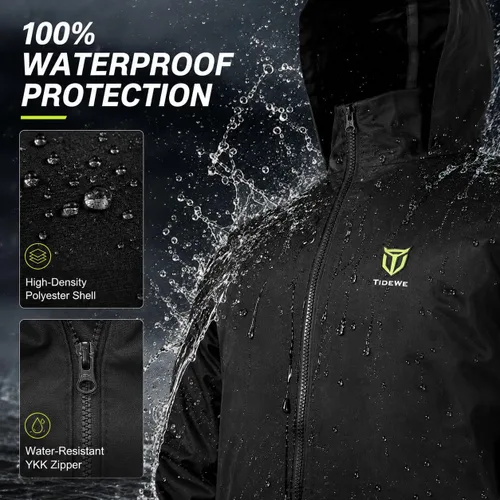 Vista 2 de TIDEWE Traje de lluvia para hombre, impermeable, ligero, de 2 piezas Costuras selladas, puños y cintura ajustables, tejido de alta densidad