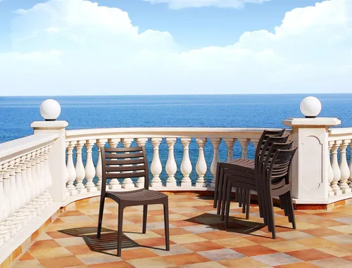 Vista 7 de Compamia Silla de comedor para patio al aire libre Ares en color negro, grado comercial