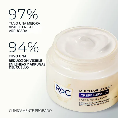 Vista 3 de RoC Crepe Repair Crema hidratante facial diaria antienvejecimiento y crema reafirmante para el cuello (1.7 onzas) + cápsulas suavizantes RoC Retinol