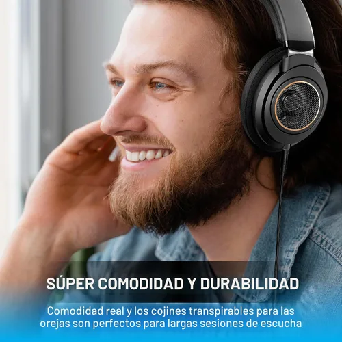 Vista 4 de Philips SHP9600 - Audífonos con cable, ajuste cómodo, parte trasera abierta, controladores Neodimio de 50 mm (SHP9600/00)