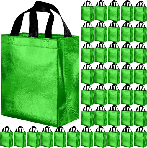 Vista 11 de BLEWINDZ 100 bolsas de regalo reutilizables medianas con asas - Ideales para obsequios de fiestas y bolsas de compras (10 colores)