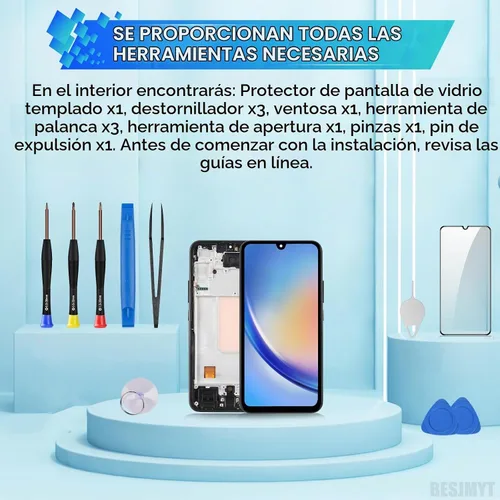 Vista 5 de Reemplazo de pantalla AMOLED para Samsung Galaxy A34 con marco