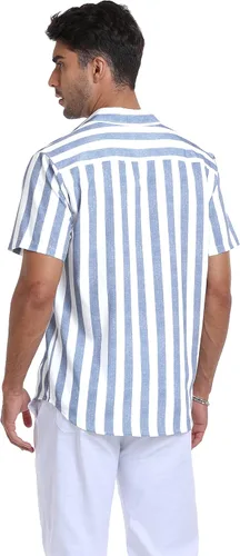 Vista 4 de Sailwind Camisas de manga corta con botones para hombre, camisas de playa de verano con estilo casual