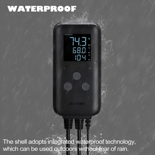Vista 4 de DIGITEN Controlador de temperatura digital impermeable para acuario, invernadero y calefacción al aire libre - Controlador de termostato