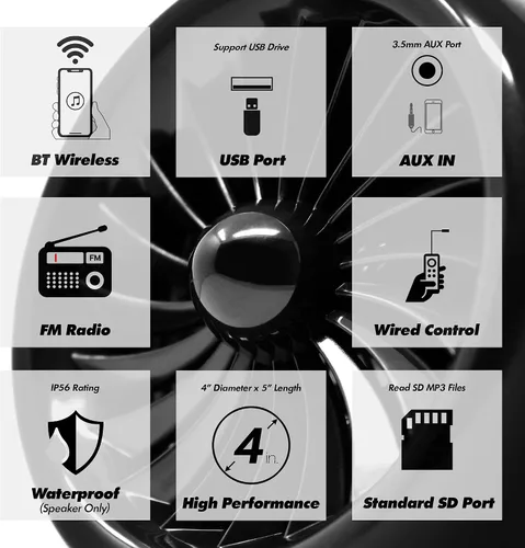 Vista 2 de GoHawk Altavoces de motocicleta Bluetooth Sistema de audio de radio TJ4-Q Negro