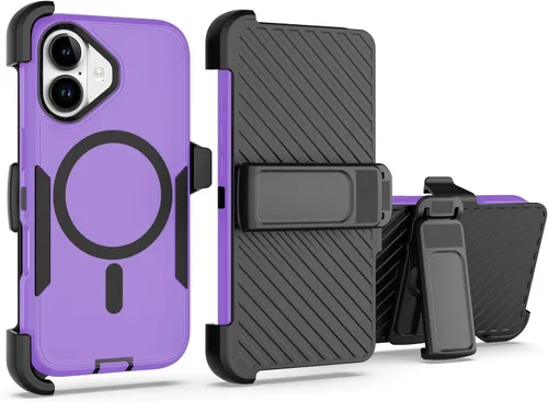 Vista 44 de Funda diseñada para iPhone 16 Pro, magnética, doble protección, resistente y duradera, compatible con MagSafe, clip trasero desmontable, a prueba