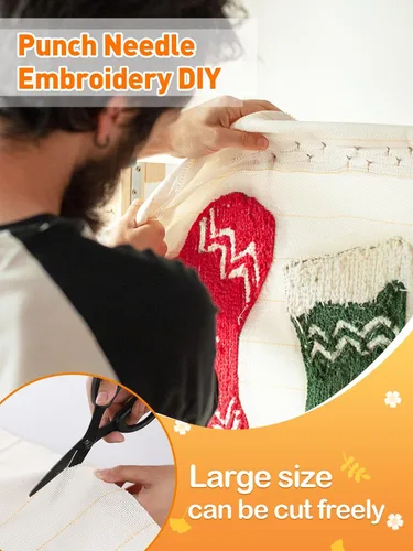 Vista 2 de Tela de Tufting Grande de 40" × 40" con Líneas Marcadas - Tela de Monje Primaria para Aguja de Punzón para Alfombra DIY - Pistola de Tufting