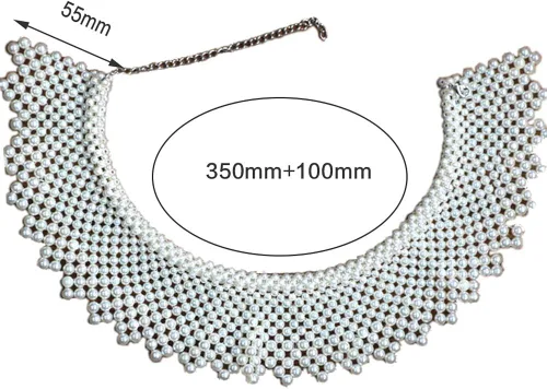 Vista 4 de Collar de perlas sintéticas collar con peto y cuello de perla collar de perla blanco perlamarfil