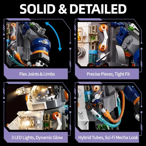 Vista 5 de Juego de construcción de astronauta espacial con luces LED y robot espacial