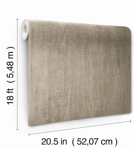 Vista 7 de RoomMates - Papel tapiz de madera natural dimensional gris pardo Topo