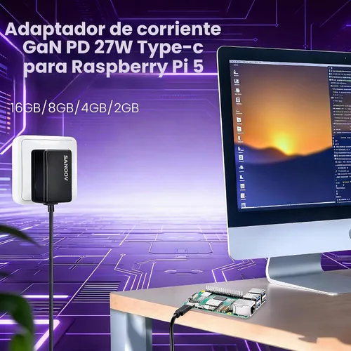 Vista 7 de Pi5 Kit básico para Raspberry Pi 5 4GB con enfriador activo, fuente