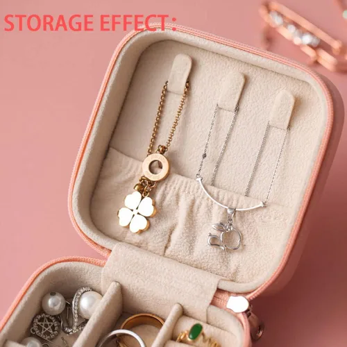 Vista 4 de Semyifu Joyero de viaje personalizado, joyero, organizador de viaje, pequeño joyero para mujer, estuche de viaje para joyas, organizador de aretes