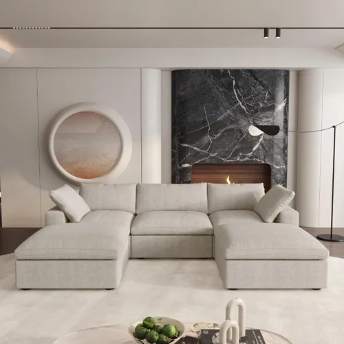 Vista 32 de Cloud - Sofá modular convertible de 80.3 pulgadas en forma de L para sala de estar con otomana de almacenamiento, sofás profundos minimalistas