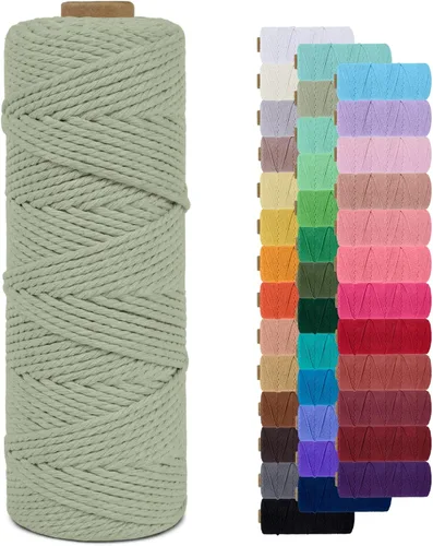 Vista 73 de Cordón de macramé de 0.079 pulgadas, cuerda de algodón natural de 109 yardas, hilo de cuerda de macramé para manualidades, ganchos de pared