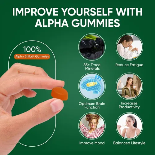 Vista 6 de Gomitas True Alpha Shilajit 10 en 1, 4000 mg de gomitas alfa del Himalaya para hombres, impulso de energía, apoyo inmunológico, con ashwagandha