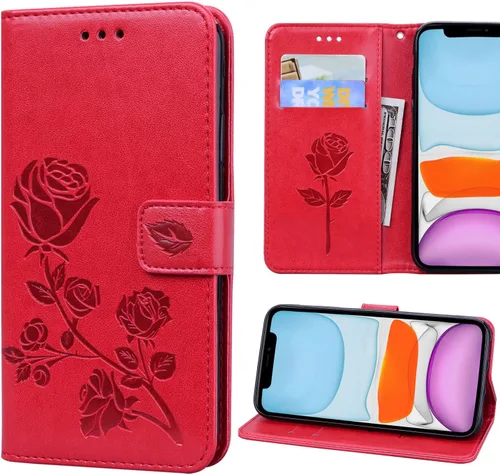 Vista 13 de Funda para iPhone 11 Pro Max para mujer, funda para iPhone 11 Pro Max con tarjetero y soporte de cuero magnético, funda compatible con iPhone 11 Pro