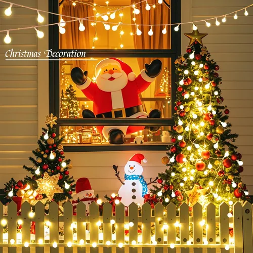 Vista 2 de Cadena de luces de globo Eoako de 38 pies, 100 LED para interiores, enchufe USB, luces de bola en cadena, luces de hadas con control remoto