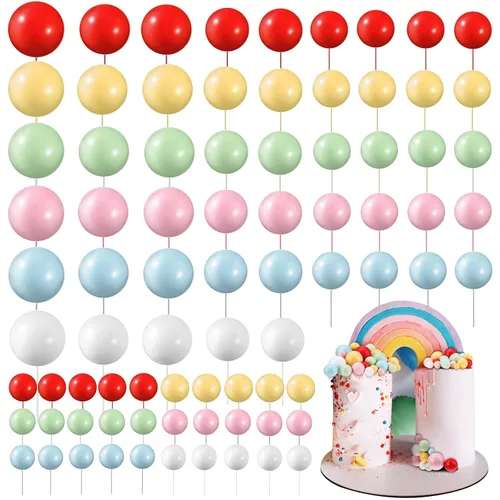 Vista 21 de 108 piezas de decoración de bolas para tartas, decoración de cupcakes, globos de espuma para tartas de bricolaje para bodas, aniversarios, blanco