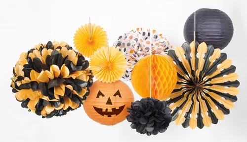 Vista 4 de Mini decoración de papel de hojaldre negro (3 unidades) – Material llamativo y de alta calidad – Perfecto para eventos y decoración de fiestas