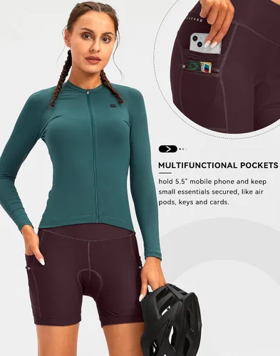 Vista 5 de Pantalones cortos de ciclismo acolchados 4D para mujer, 57 pulgadas, ropa interior de ciclismo, ciclismo de carretera, pantalones cortos para mujer