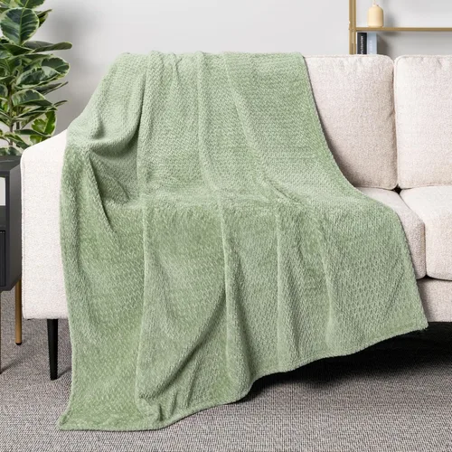 Vista 34 de PAVILIA - Manta de forro polar suave y sólida de color negro para sofá, mantas ligeras y mullidas y cálidas para cama, manta de franela mullida