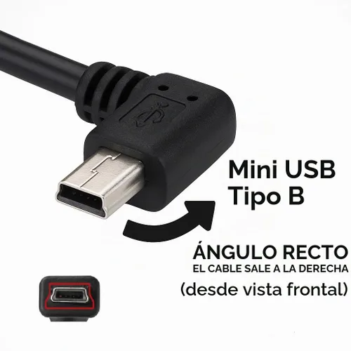 Vista 2 de 3M USB A a Mini B Cable USB de 90 grados de sincronización de datos con 5 clips de cableado para Nextbase Dash Cam Car GPS Navigator DVR Cámara