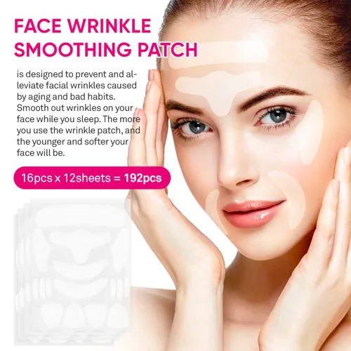 Vista 2 de Parches faciales y antiarrugas para la frente: tratamiento de arrugas faciales para la frente, línea de sonrisa, debajo de los ojos- parches
