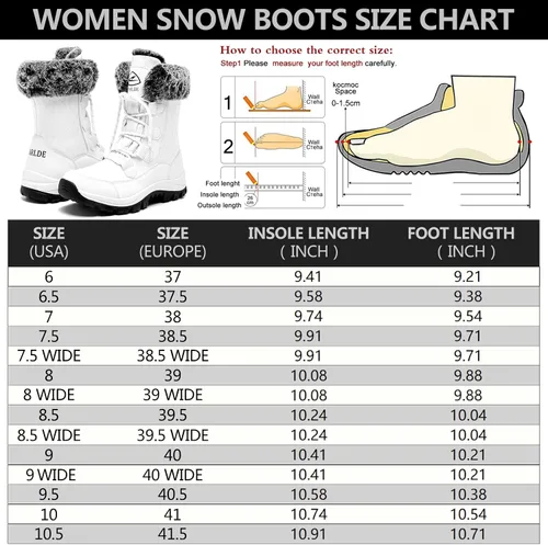 Vista 2 de EARLDE Womens Snow Boot With Waterproof Lace Up Mid-Calf Outdoor Winter Deep Tread Rubber Sole
