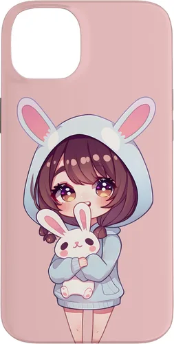 Vista 15 de Anime Girl With Bunny Kawaii Easter Japanese Otaku Girl Case for iPhone 16