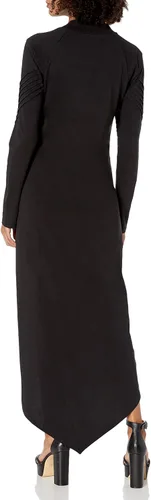 Vista 2 de Jonny Cota Studio Mini vestido asimétrico para mujer, Negro