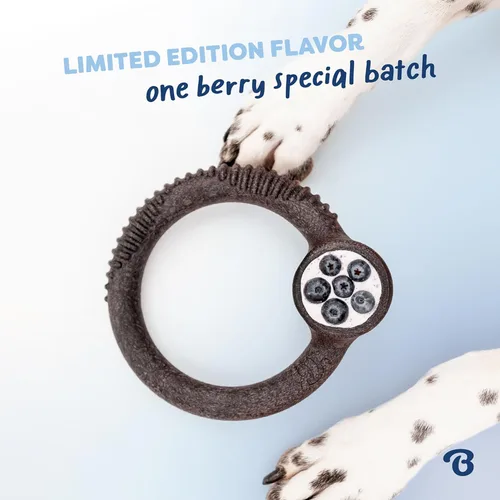 Vista 5 de Benebone Ring - Juguete masticable duradero para perros para masticadores agresivos, edición limitada, sabor arándano, pequeño