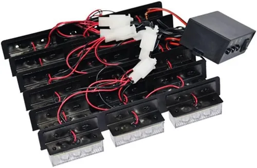 Vista 3 de Barra de luces estroboscópicas de advertencia de emergencia blanca y ámbar, 54 LED, 6 paneles, parabrisas, parrilla, luces estroboscópicas, barras