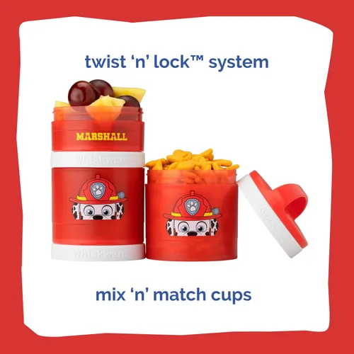 Vista 3 de Whiskware PAW Patrol - Contenedores apilables para bebés, niños y niños pequeños, 3 tazas apilables para aperitivos para la escuela y los viajes