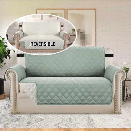 Vista 27 de H.VERSAILTEX Funda de sofá resistente al agua para sofá de 3 cojines, reversible, protector de muebles acolchado con correa elástica, funda de sofá