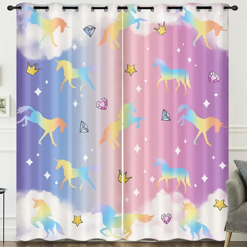 Vista 8 de HOSIMA Impresión 3D de pintura al óleo de las tierras altas de vaca y girasol cortinas para sala de estar, juego de 2 paneles de 45 pulgadas de Azul