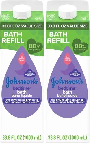 Vista 9 de Johnson's Baño para bebé con aromas naturales relajantes y relajantes, hipoalergénico, suave y sin desgarros, esencial para el baño nocturno