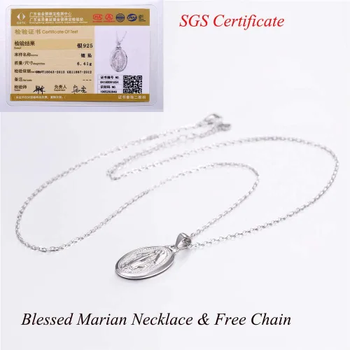 Vista 6 de U7 - Collar y cadena de la Virgen María 22 chapado en oro de 18 quilates joyería cristiana para hombre o mujer cruz milagrosa personalizable