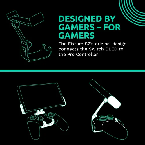 Vista 6 de Fixture S2 Bundle Gaming Console Monitor and Controller Mount with Carrying Case Compatible with Nintendo Switch OLED and Pro Controller
