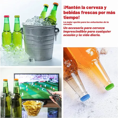 Vista 3 de Tapas para botellas, tapas de botellas de cerveza, de silicona, reutilizables, para refrescos, bebidas, HomeBrew, utensilios de cocina, evitar