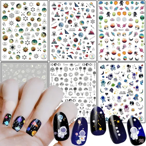 Vista 9 de Calcomanías doradas para arte de uñas, relojes, flores, hojas, mariposas, amor, corazón, estrellas, ala, calcomanías autoadhesivas para uñas