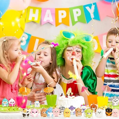 Vista 7 de Paquete de 20 llaveros de animales esponjosos, juguetes para fiestas, mini animales, alivio del estrés, juguetes para apretar, regalo de cumpleaños