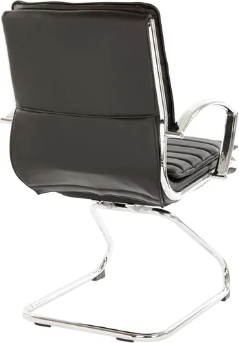 Vista 7 de Office Star SPX - Silla de invitados de piel sintética con respaldo medio con brazos de bucle y base cromada, color negro