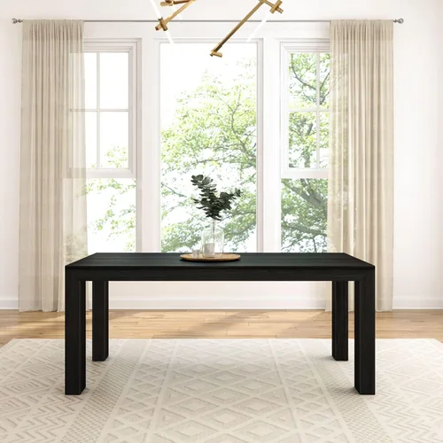 Vista 5 de Plank+Beam Mesa de comedor moderna de 72 pulgadas, rectangular, cepillo Cepillo de alambre negro