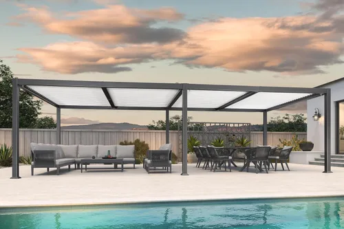 Vista 16 de PURPLE LEAF - Pergola con listones de 11 x 18 pies, marco de aluminio blanco para patios